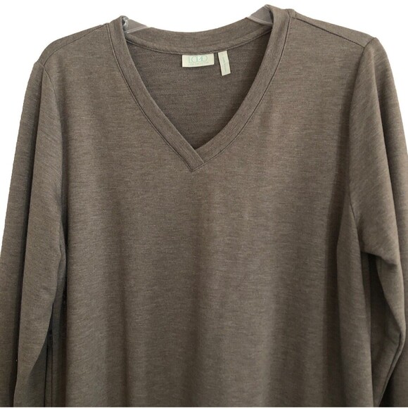 LOGO by Lori Goldstein Tunic Top  Womens L Assymetrical Hem Pockets Lagenlook - Picture 2 of 13